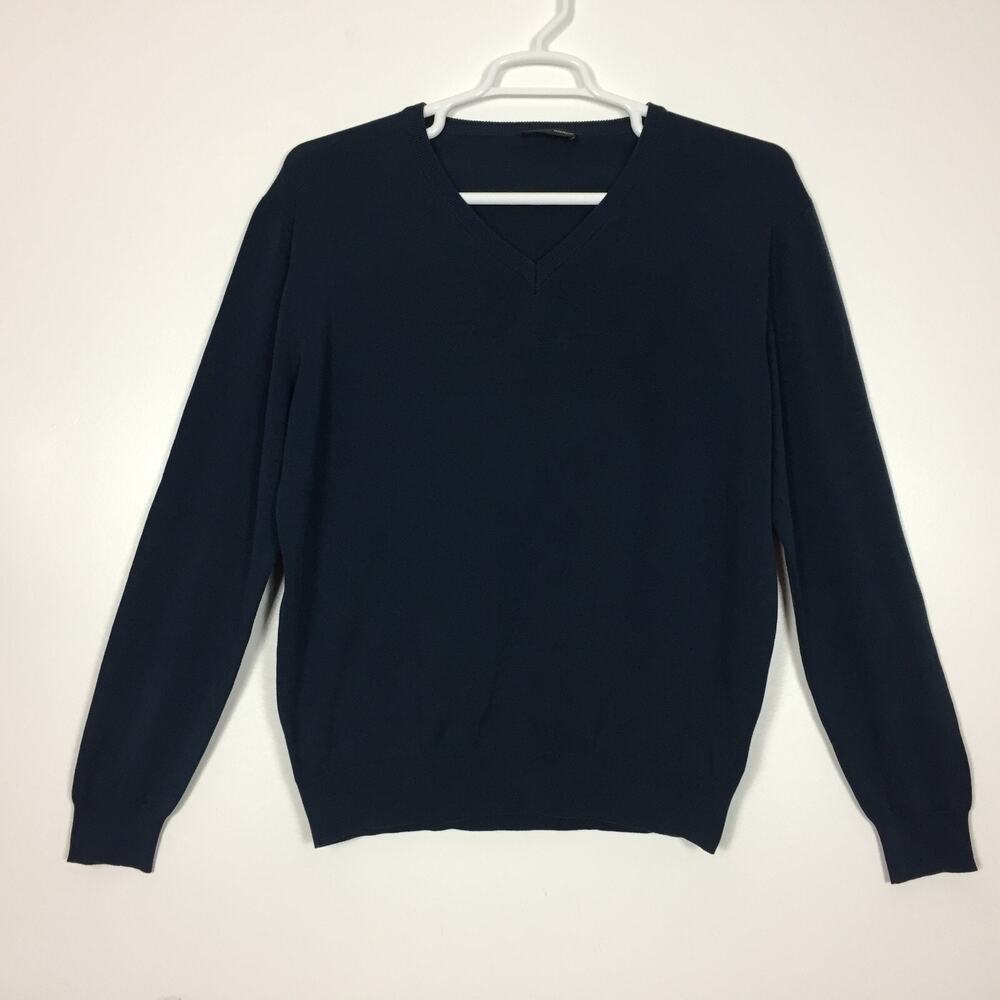 Y2K Nanibon Fuzzi Mens Sweater Size EU 56/ US-XL Sheer V Neck Blue Silk Blend